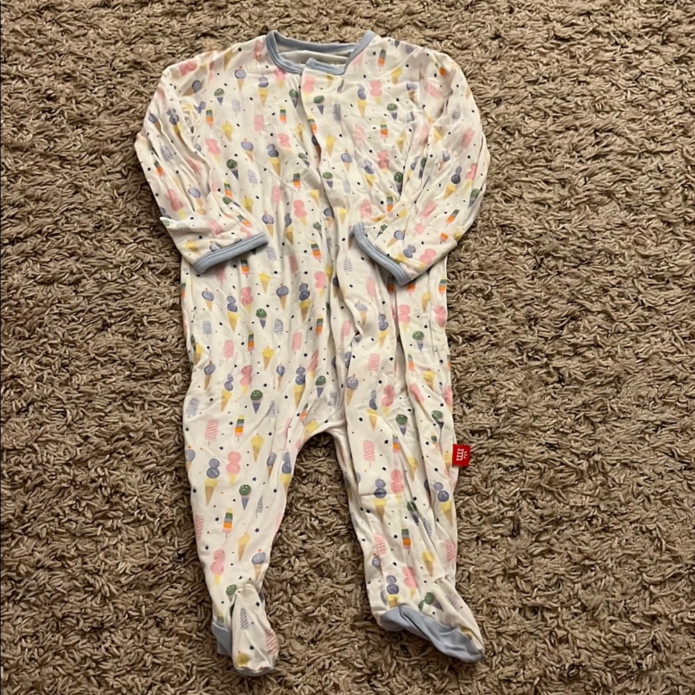 Magnetic Me Blue and White Pajamas with Built-In Feet